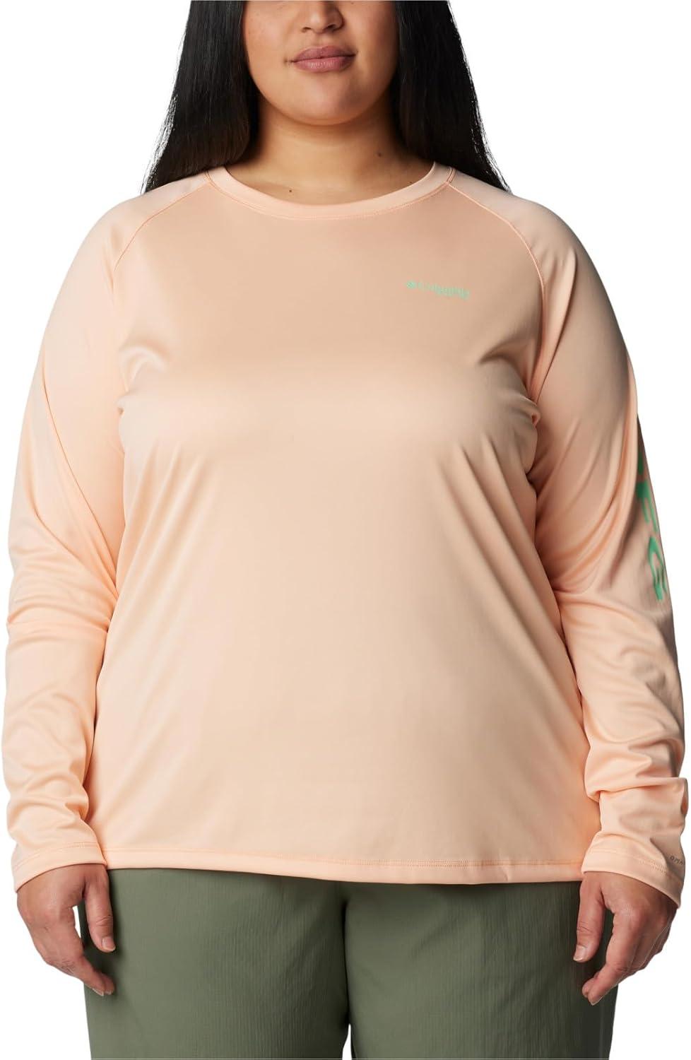 imageColumbia Womens Tidal Tee II Long Sleeve HoodiePeach FizzOcean Mint Logo