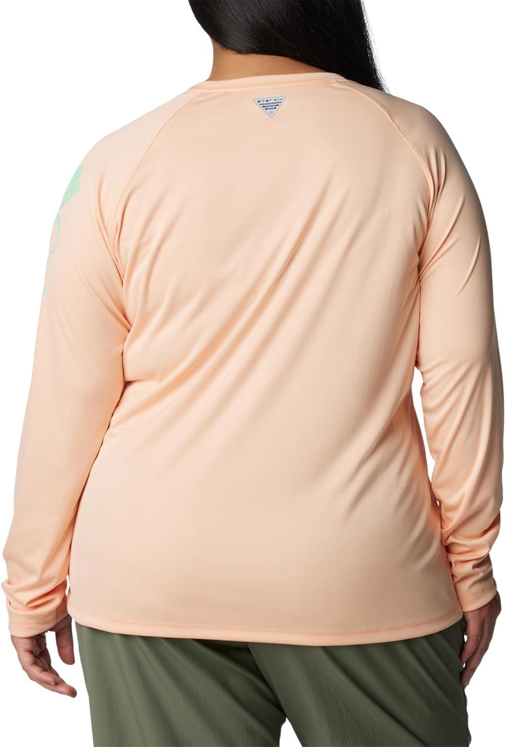 imageColumbia Womens Tidal Tee II Long Sleeve HoodiePeach FizzOcean Mint Logo