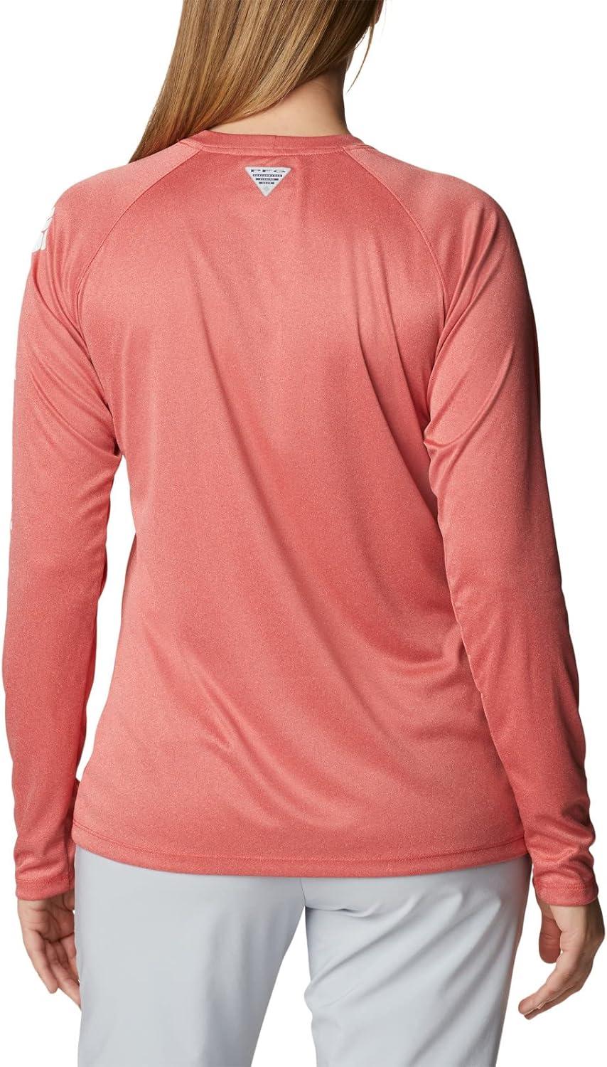 imageColumbia Womens Tidal Tee II Long Sleeve HoodieRed Hibiscus HeatherWhite Logo