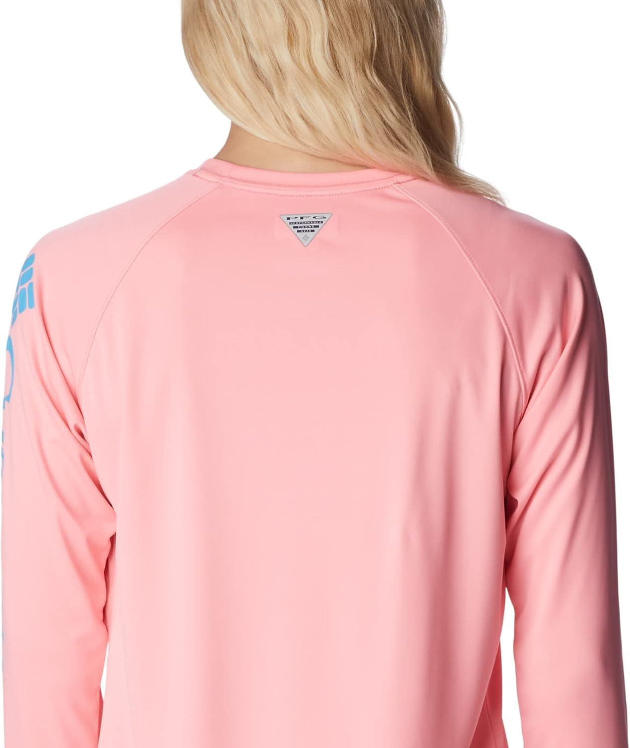 imageColumbia Womens Tidal Tee II Long Sleeve HoodieRed HibiscusWhite Logo