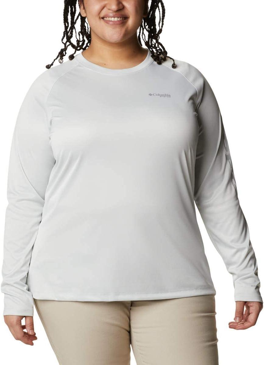 imageColumbia Womens Tidal Tee II Long Sleeve HoodieRed Lily HeatherWhite Logo