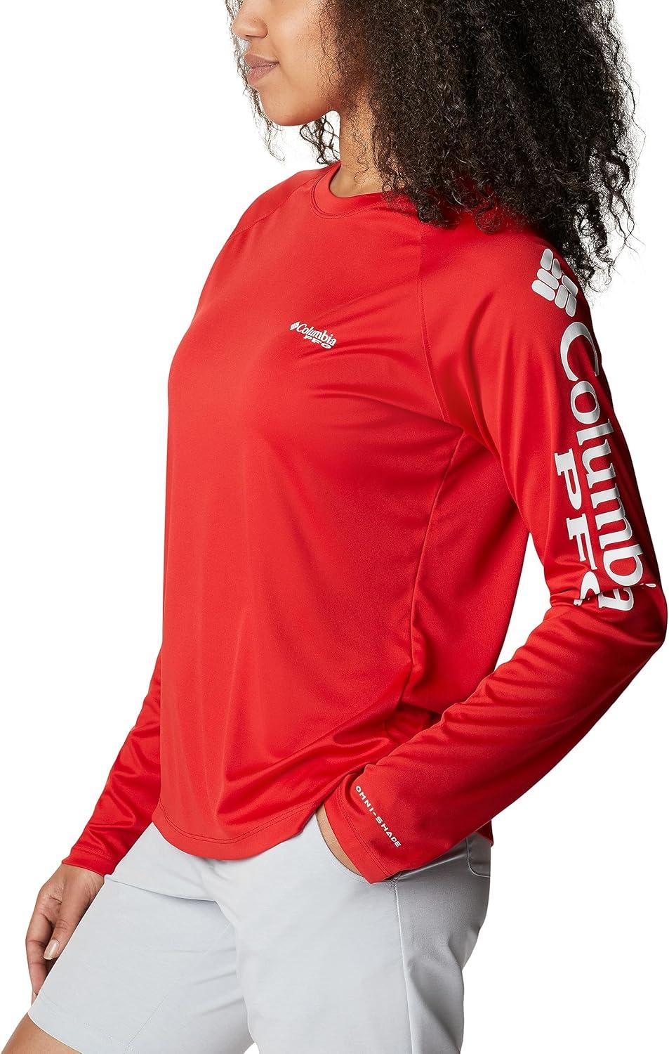 imageColumbia Womens Tidal Tee II Long Sleeve HoodieRed SparkWhite Logo