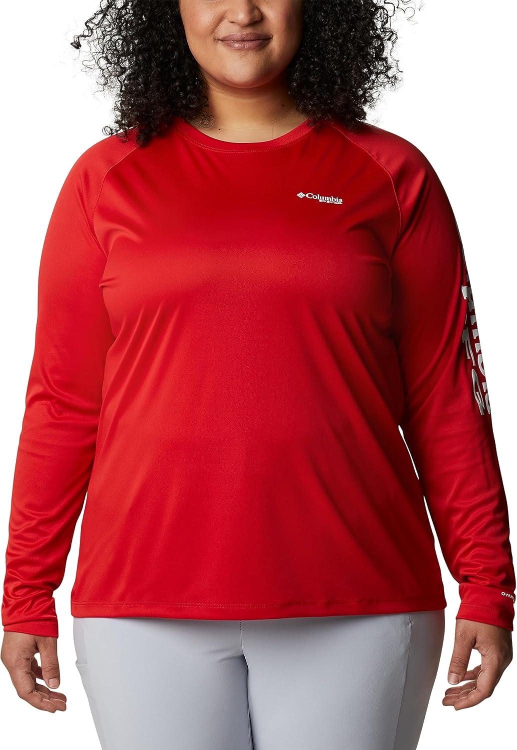 imageColumbia Womens Tidal Tee II Long Sleeve HoodieRed SparkWhite Logo