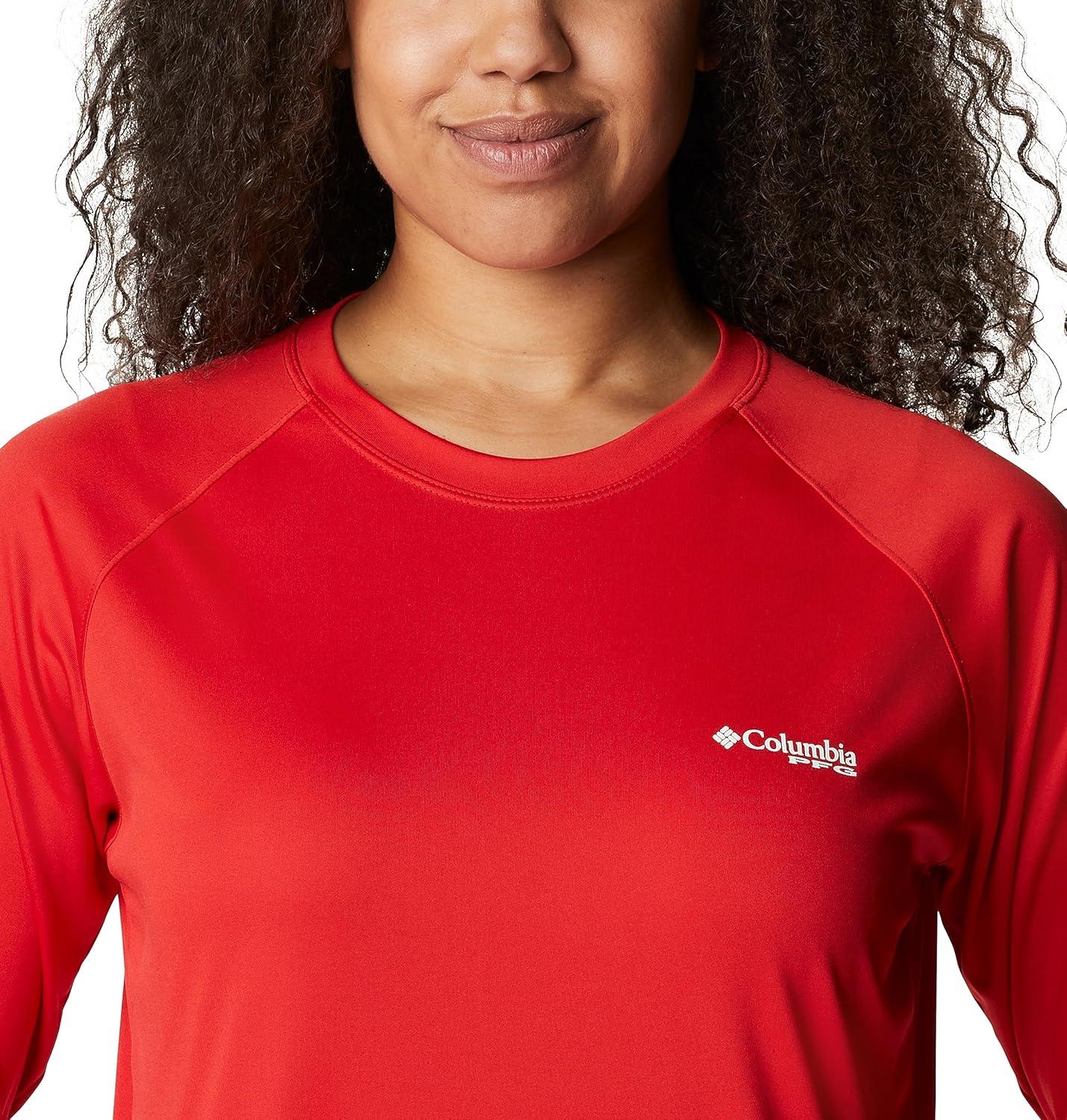 imageColumbia Womens Tidal Tee II Long Sleeve HoodieRed SparkWhite Logo