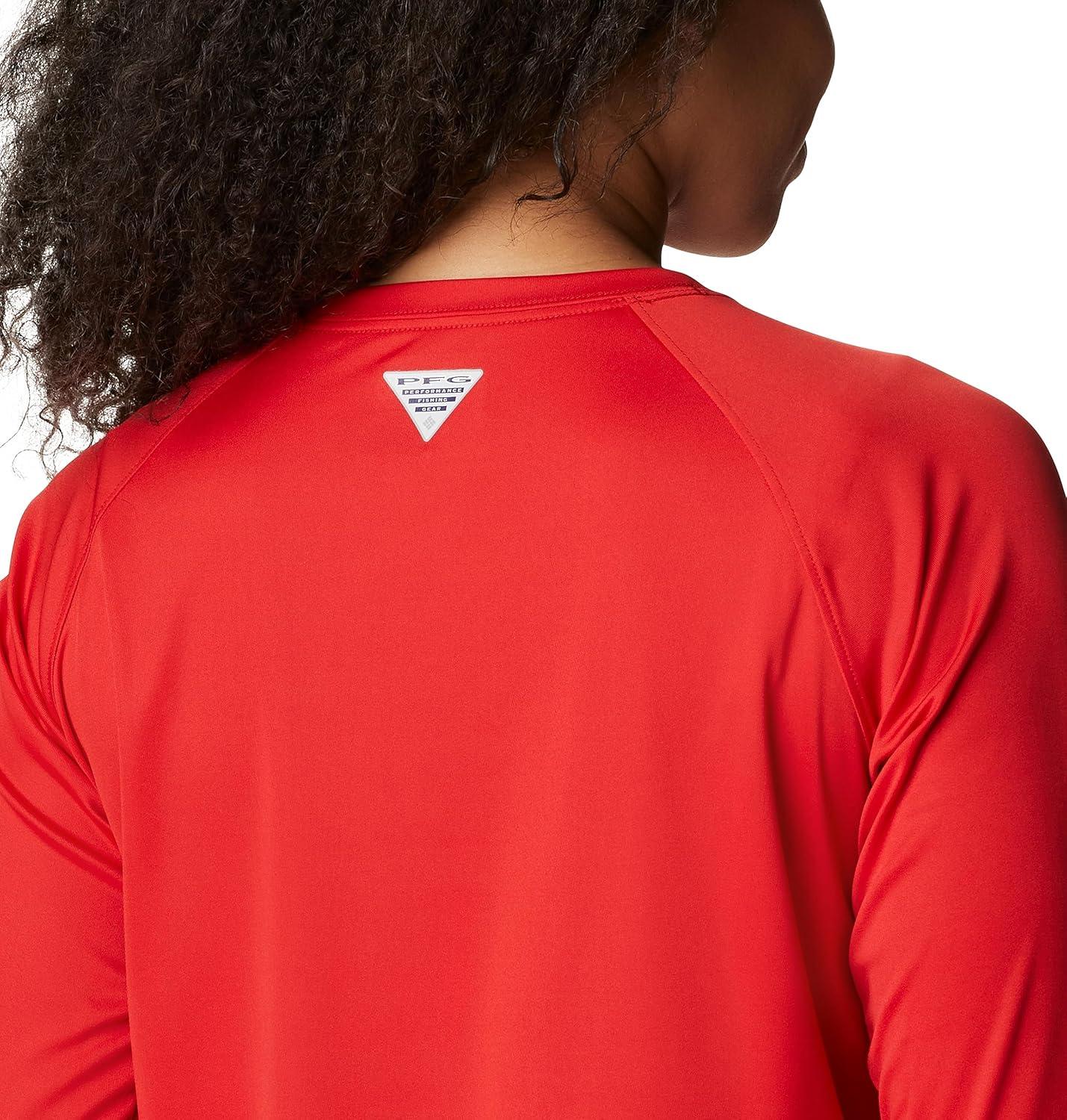 imageColumbia Womens Tidal Tee II Long Sleeve HoodieRed SparkWhite Logo