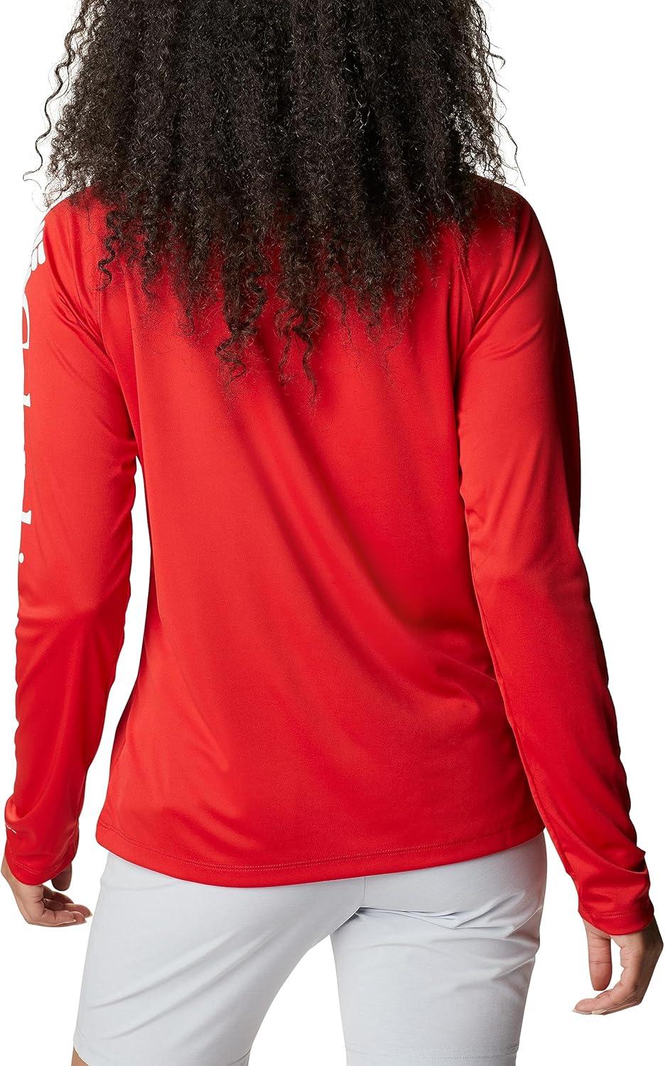 imageColumbia Womens Tidal Tee II Long Sleeve HoodieRed SparkWhite Logo