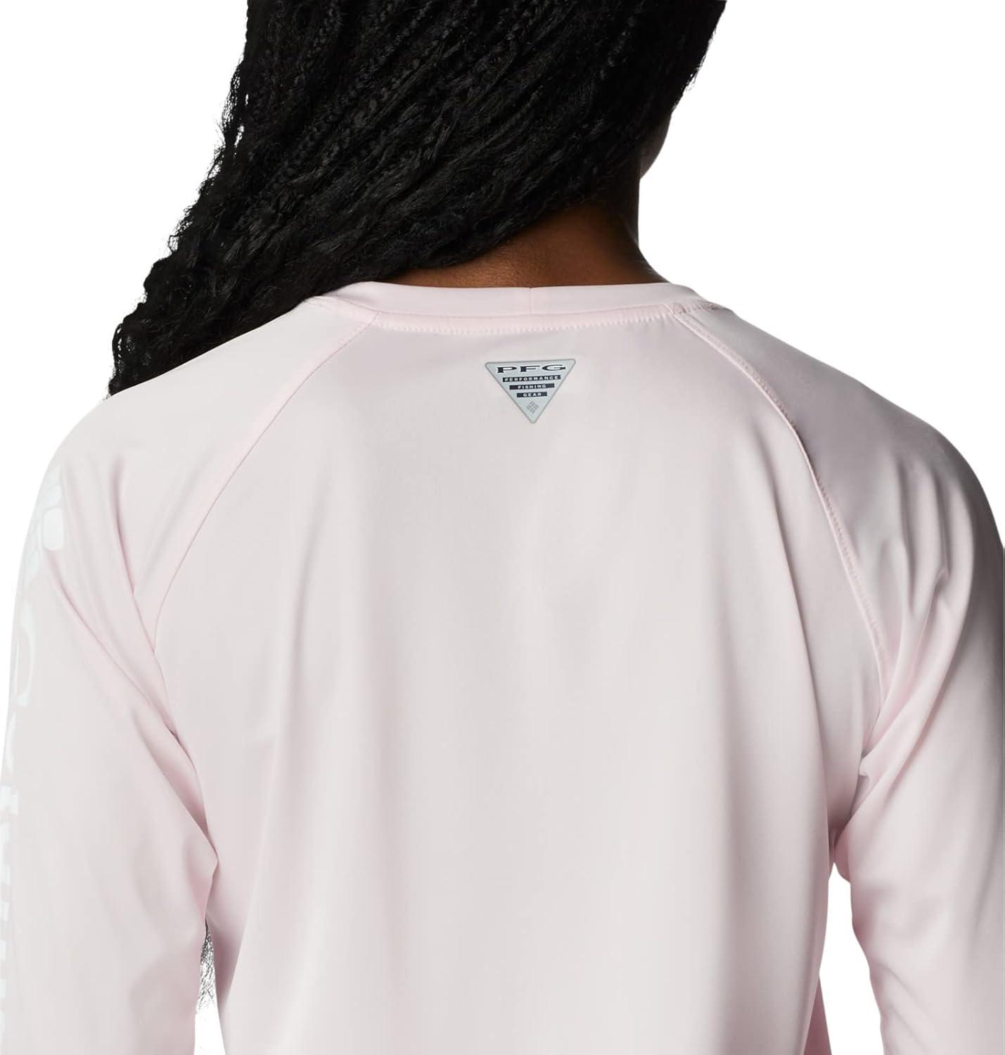 imageColumbia Womens Tidal Tee II Long Sleeve HoodieSatin Pink HeatherWhite Logo