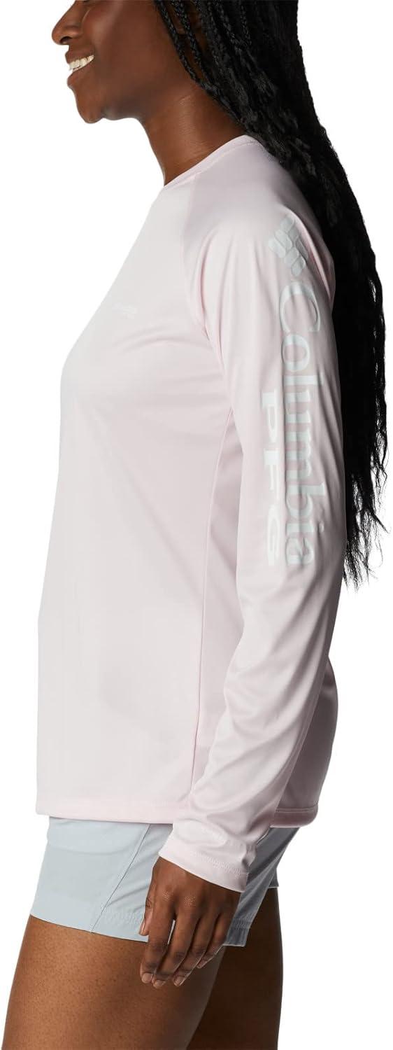 imageColumbia Womens Tidal Tee II Long Sleeve HoodieSatin Pink HeatherWhite Logo