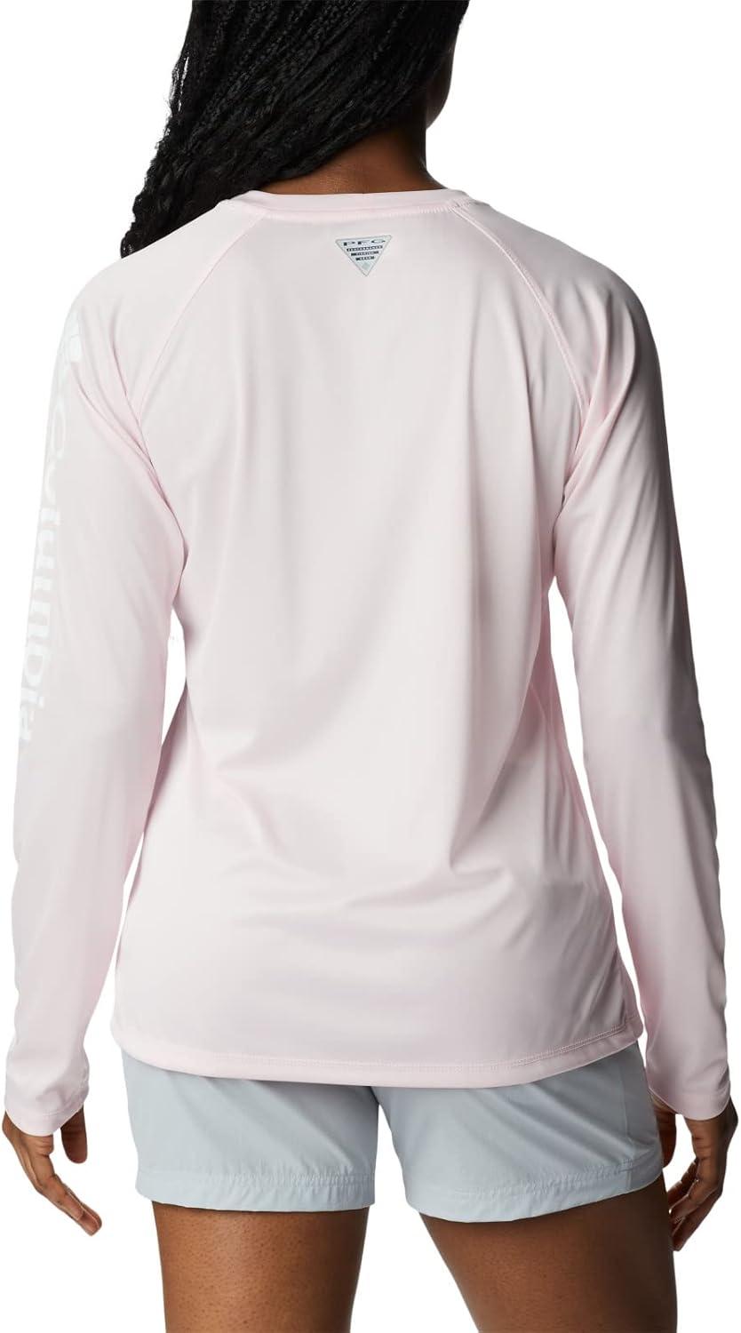 imageColumbia Womens Tidal Tee II Long Sleeve HoodieSatin Pink HeatherWhite Logo