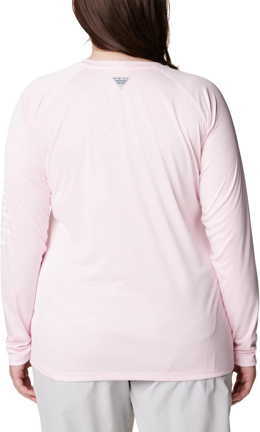 imageColumbia Womens Tidal Tee II Long Sleeve HoodieSatin Pink HeatherWhite Logo