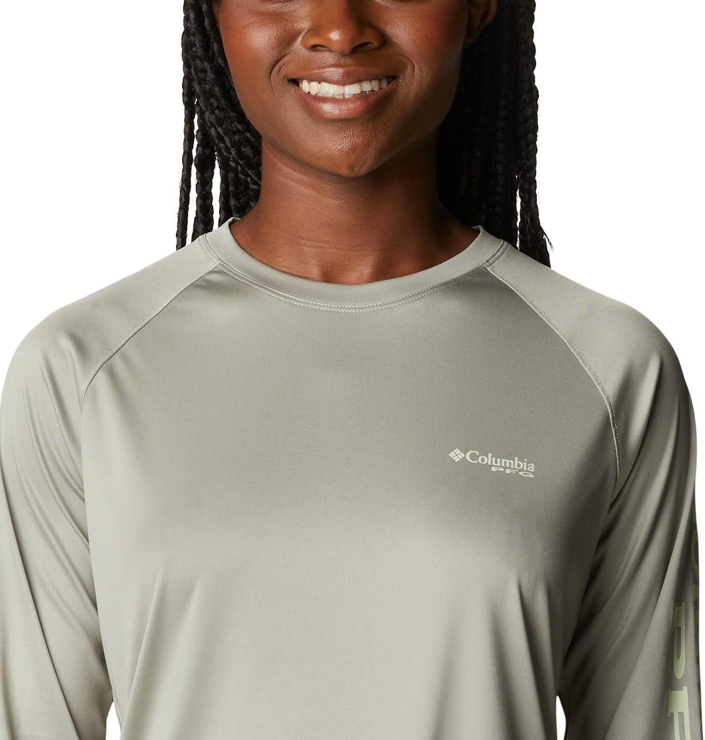 imageColumbia Womens Tidal Tee II Long Sleeve HoodieSea WaveWhite Logo
