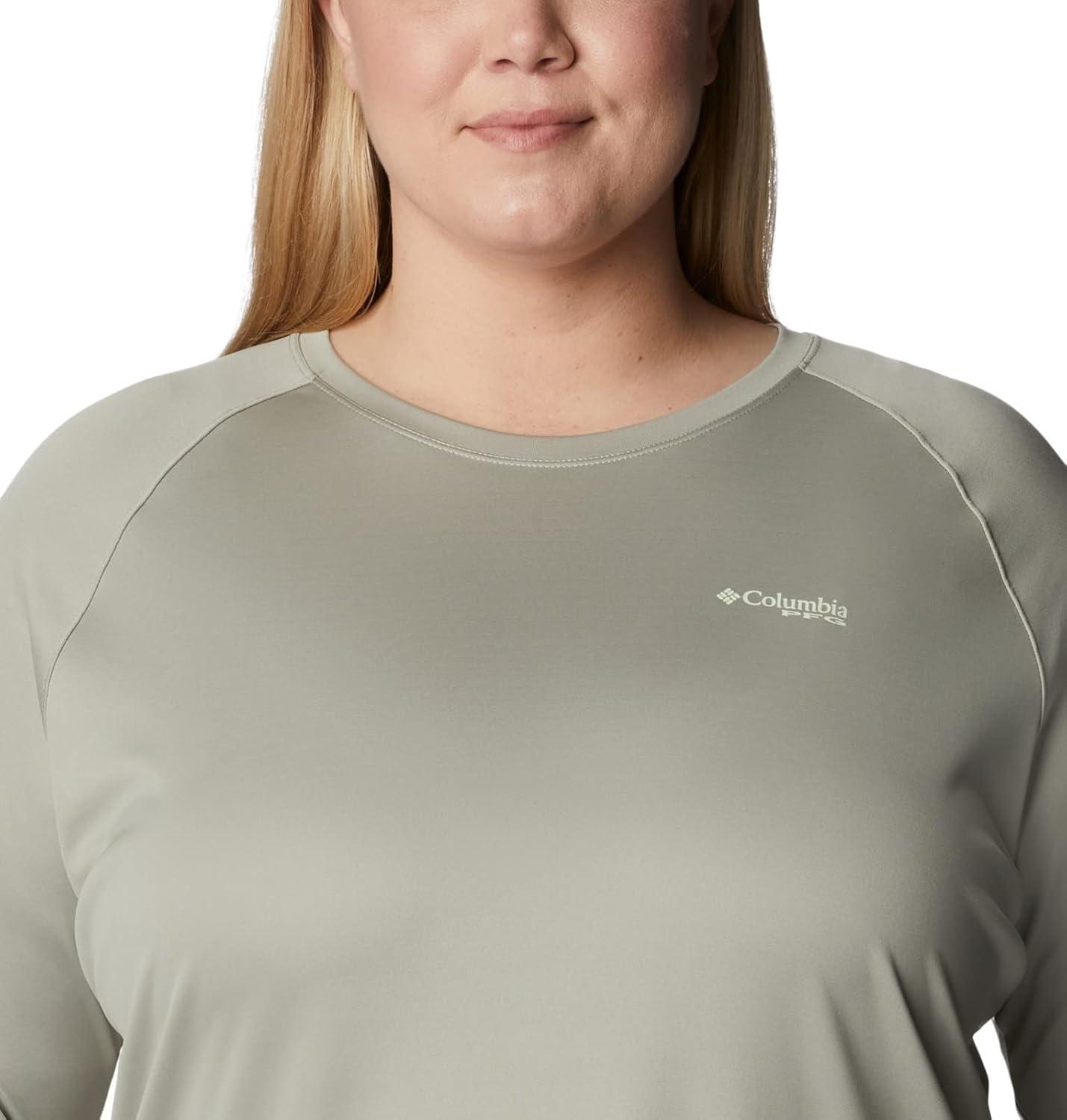 imageColumbia Womens Tidal Tee II Long Sleeve HoodieSea WaveWhite Logo