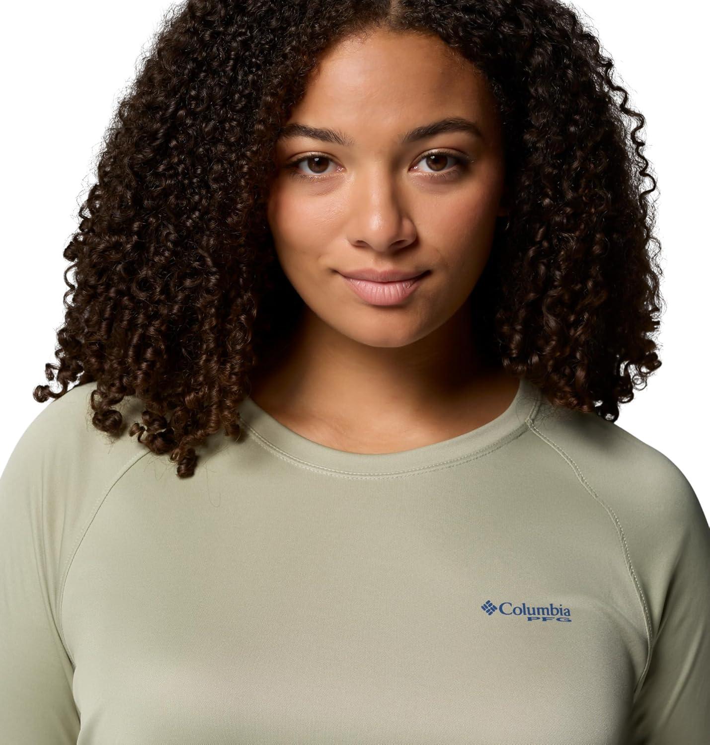 imageColumbia Womens Tidal Tee II Long Sleeve HoodieSmokey SageCarbon Logo