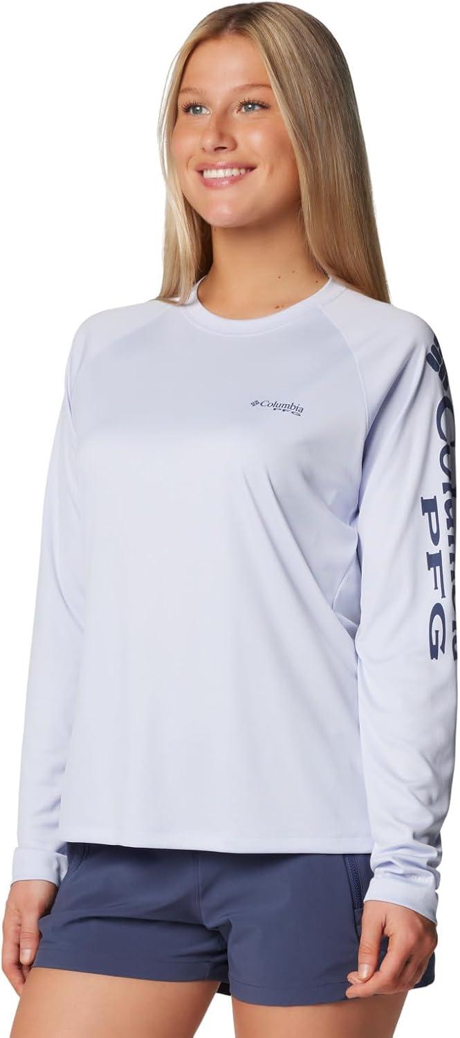 imageColumbia Womens Tidal Tee II Long Sleeve HoodieSnowdriftNocturnal Logo