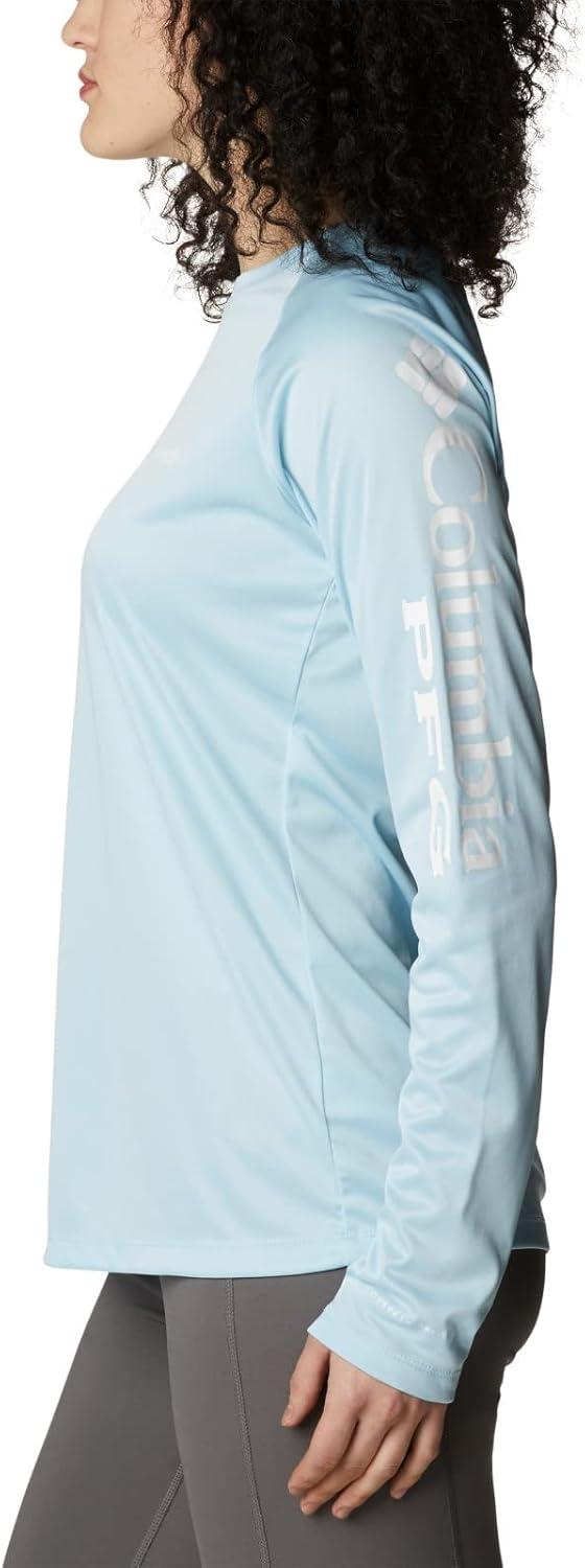imageColumbia Womens Tidal Tee II Long Sleeve HoodieSpring Blue HeatherWhite Logo
