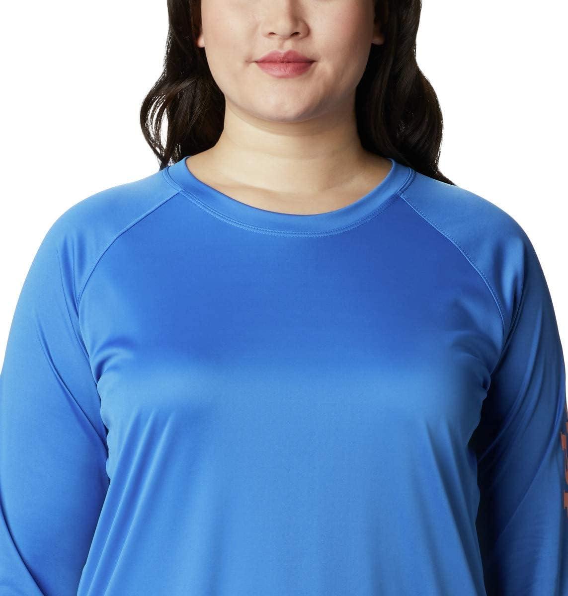 imageColumbia Womens Tidal Tee II Long Sleeve HoodieStormy BlueLight Coral Logo