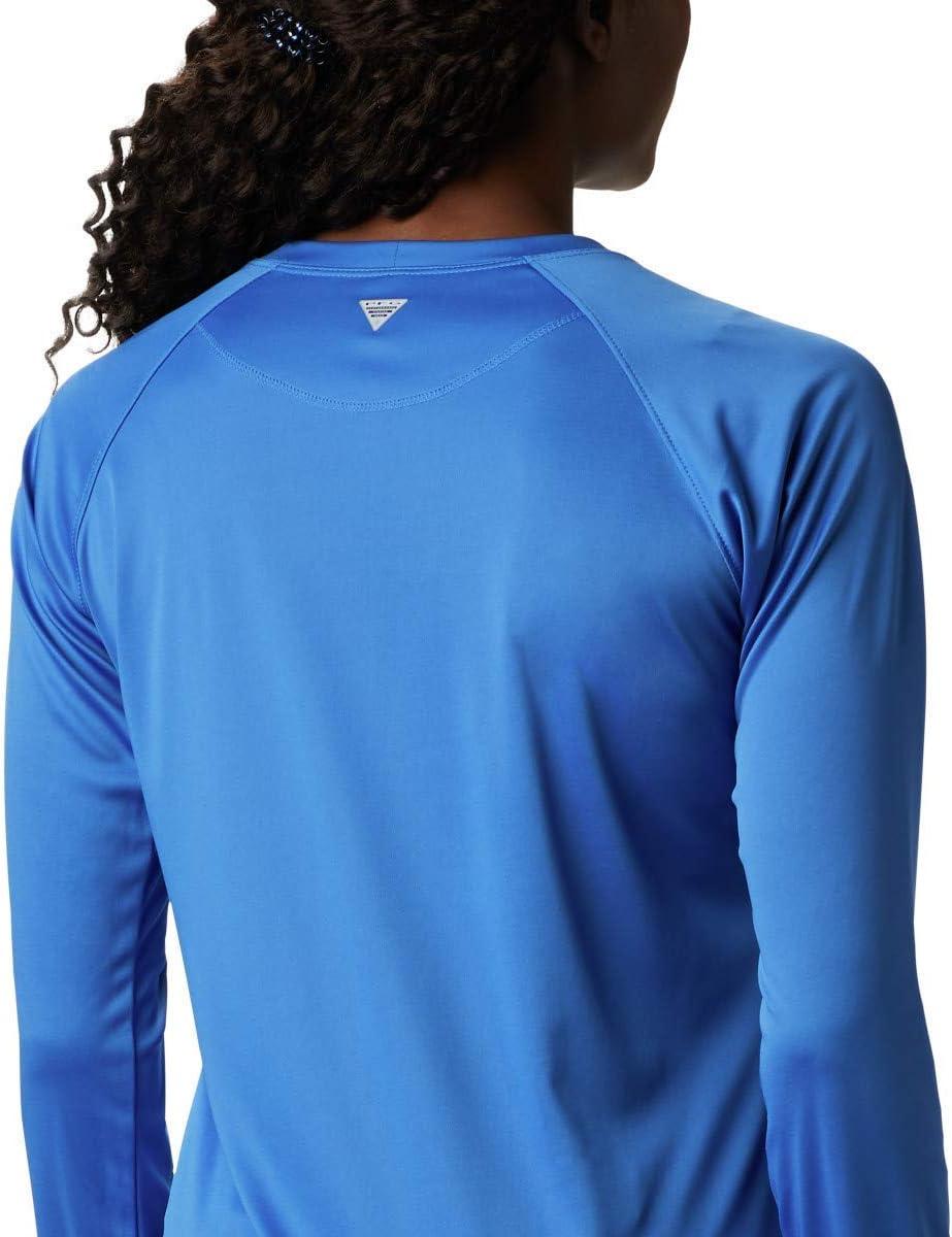 imageColumbia Womens Tidal Tee II Long Sleeve HoodieStormy BlueLight Coral Logo
