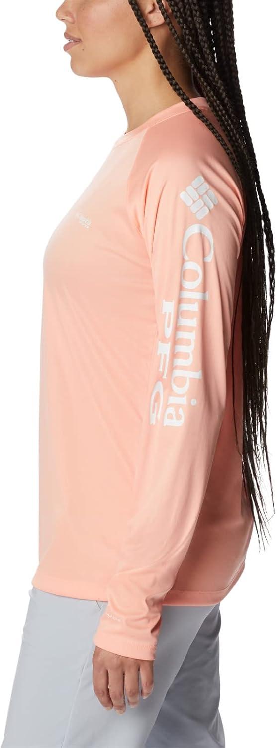 imageColumbia Womens Tidal Tee II Long Sleeve HoodieTiki Pink HeatherWhite Logo