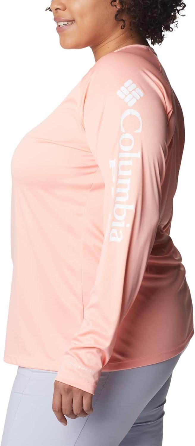 imageColumbia Womens Tidal Tee II Long Sleeve HoodieTiki Pink HeatherWhite Logo