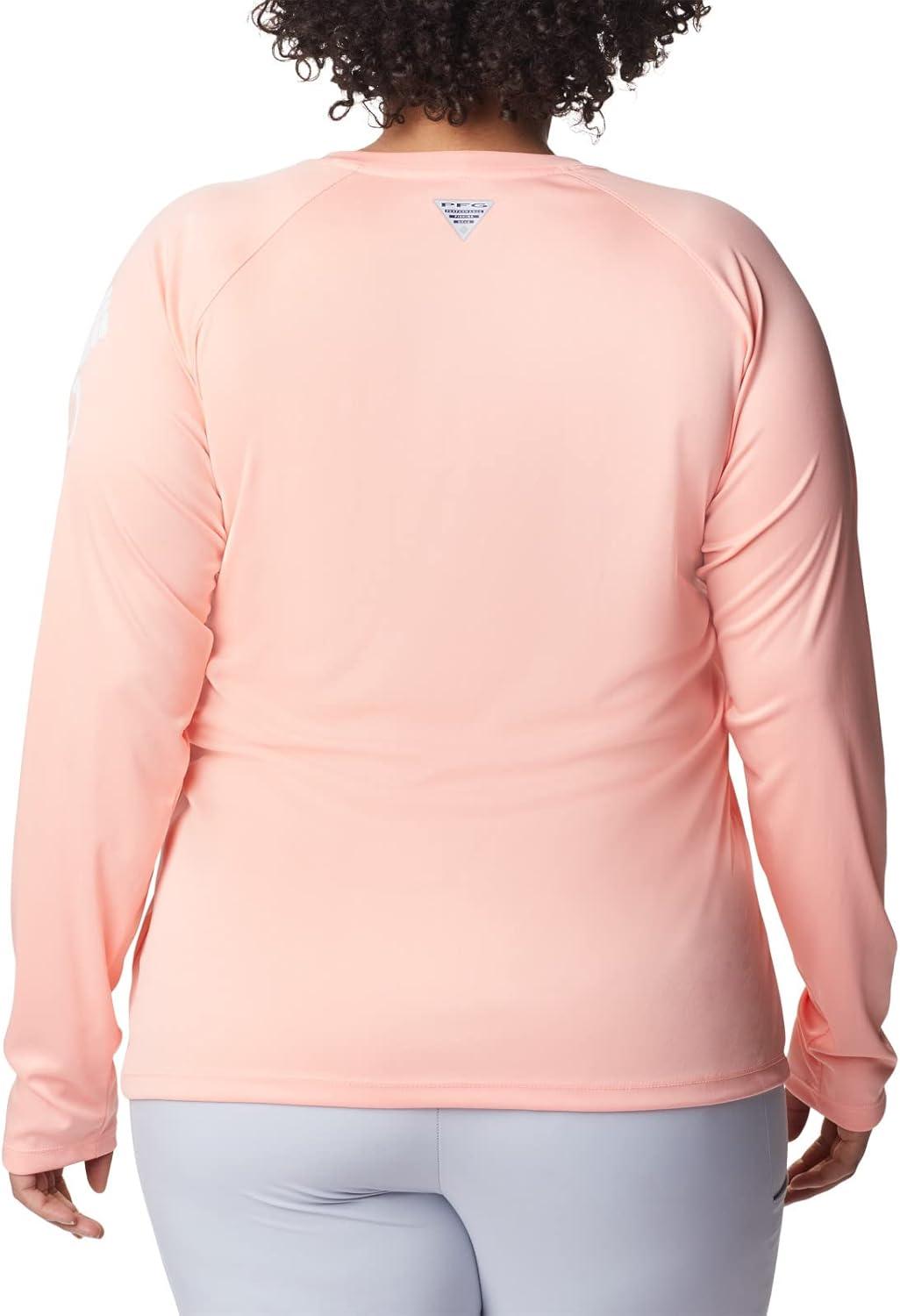 imageColumbia Womens Tidal Tee II Long Sleeve HoodieTiki Pink HeatherWhite Logo
