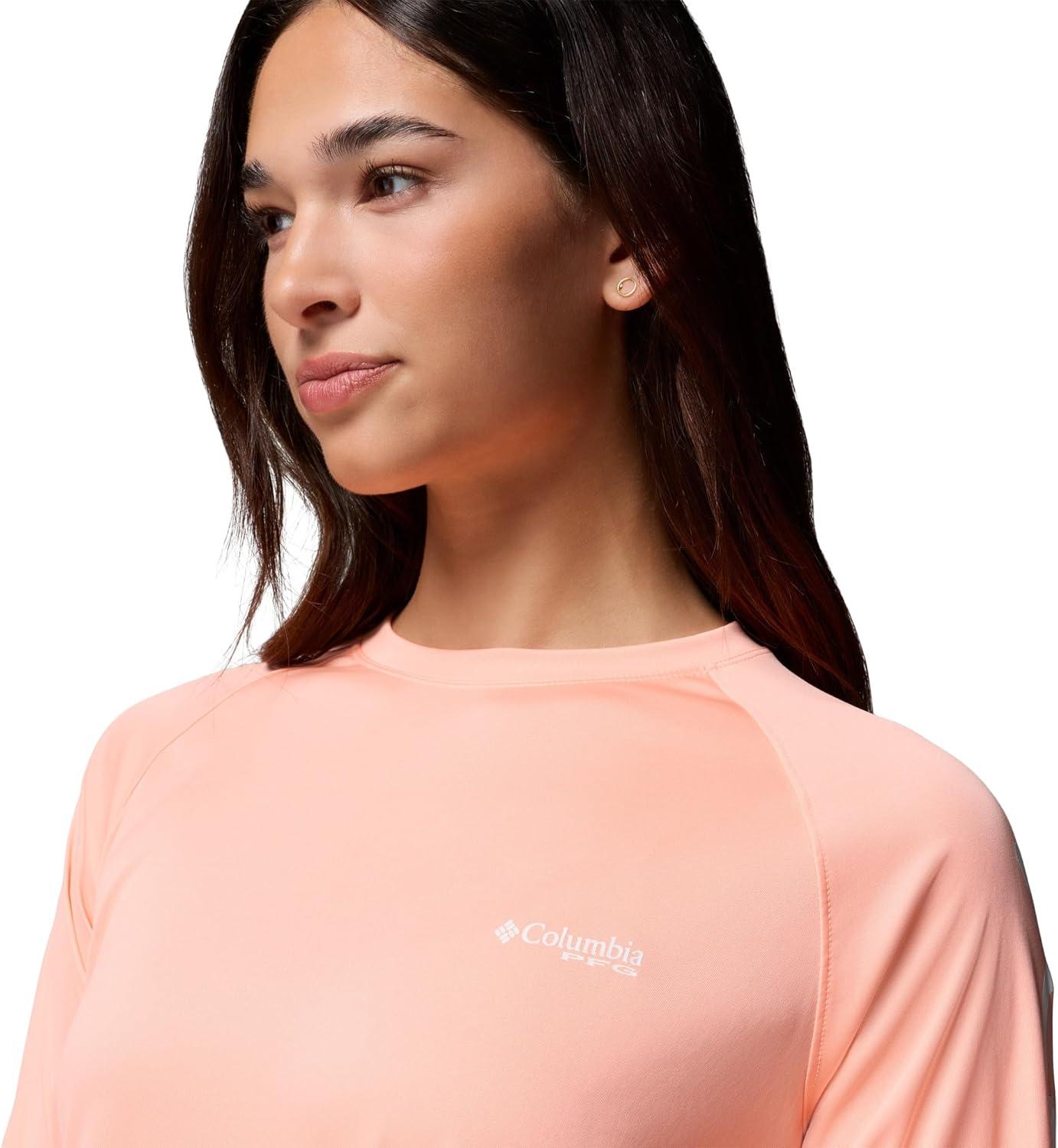 imageColumbia Womens Tidal Tee II Long Sleeve HoodieTiki PinkWhite Logo