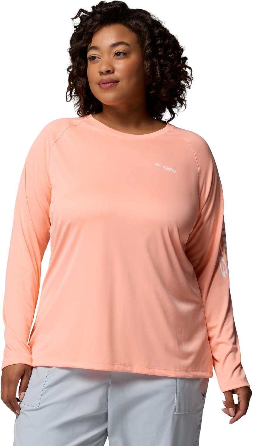 imageColumbia Womens Tidal Tee II Long Sleeve HoodieTiki PinkWhite Logo
