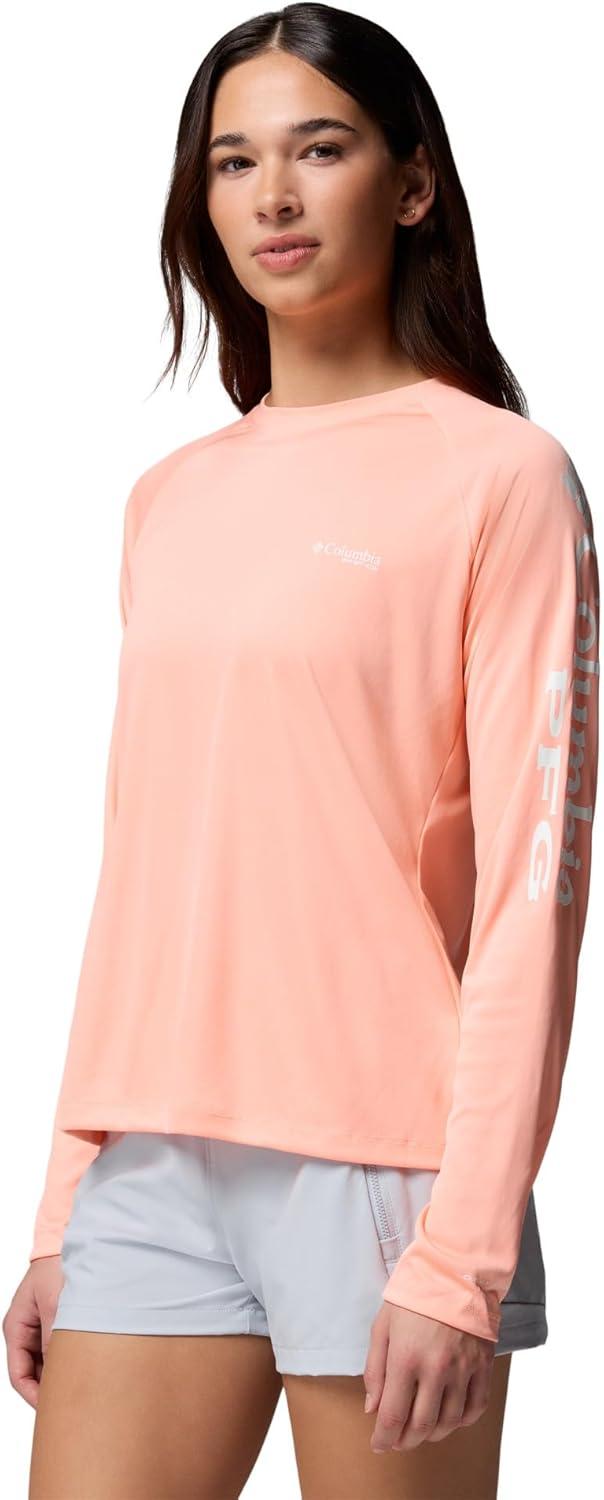 imageColumbia Womens Tidal Tee II Long Sleeve HoodieTiki PinkWhite Logo