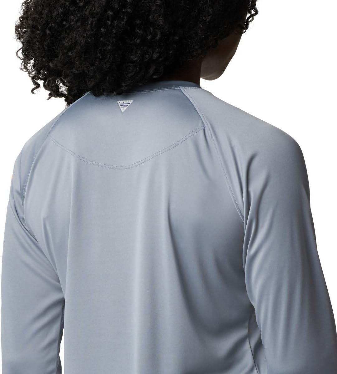 imageColumbia Womens Tidal Tee II Long Sleeve HoodieTrade Winds GreyLight Juice Logo