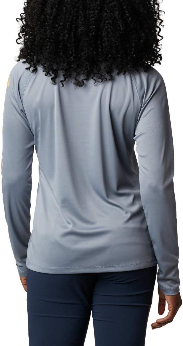 imageColumbia Womens Tidal Tee II Long Sleeve HoodieTrade Winds GreyLight Juice Logo
