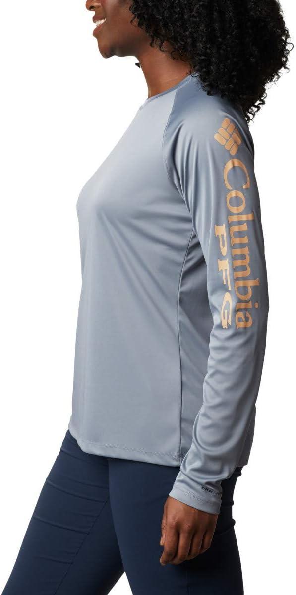 imageColumbia Womens Tidal Tee II Long Sleeve HoodieTrade Winds GreyLight Juice Logo