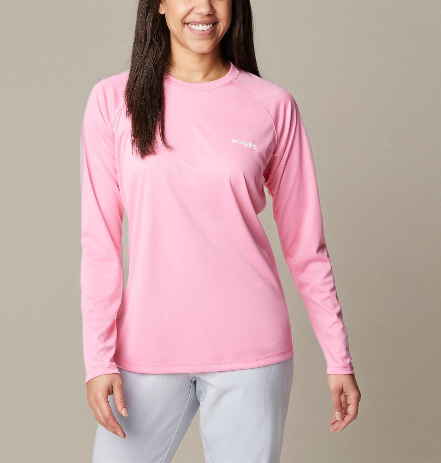 imageColumbia Womens Tidal Tee II Long Sleeve HoodieTropic PinkWhite Logo