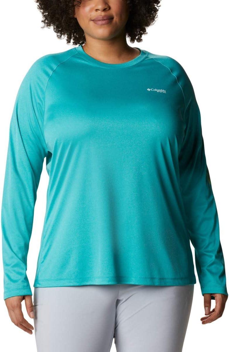 imageColumbia Womens Tidal Tee II Long Sleeve HoodieTropic Water HeatherLime Glow Logo