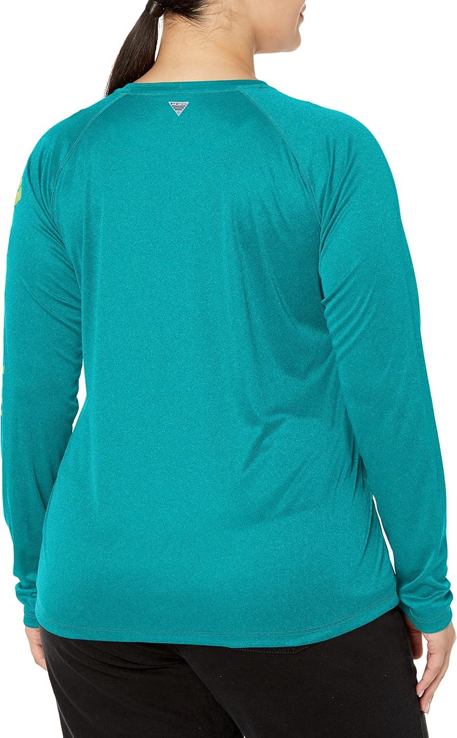 imageColumbia Womens Tidal Tee II Long Sleeve HoodieTropic Water HeatherLime Glow Logo