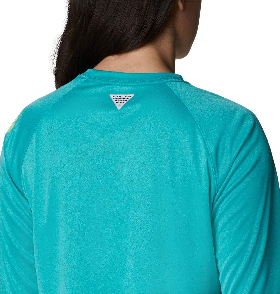 imageColumbia Womens Tidal Tee II Long Sleeve HoodieTropic Water HeatherLime Glow Logo