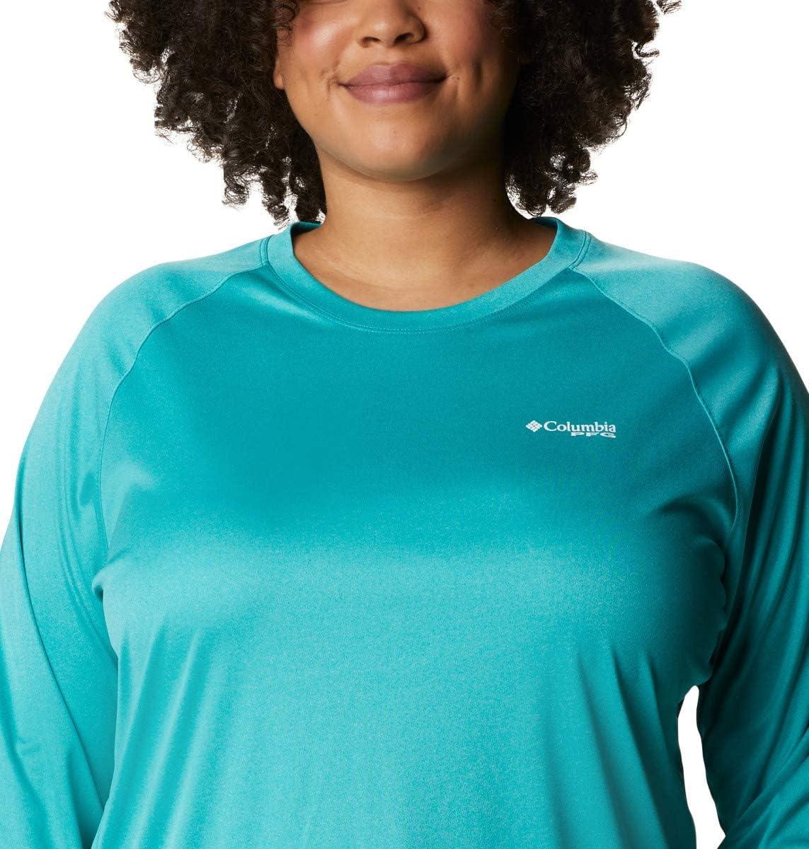 imageColumbia Womens Tidal Tee II Long Sleeve HoodieTropic Water HeatherLime Glow Logo