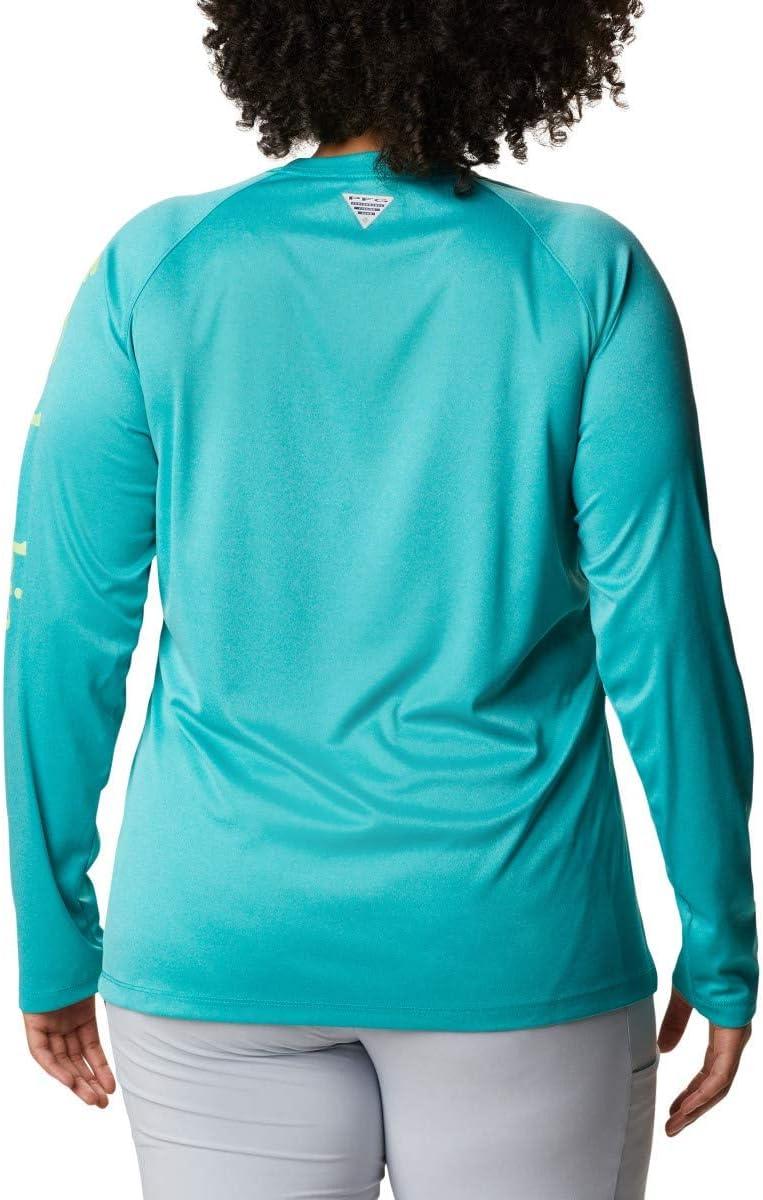 imageColumbia Womens Tidal Tee II Long Sleeve HoodieTropic Water HeatherLime Glow Logo