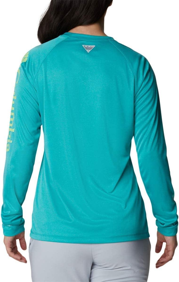 imageColumbia Womens Tidal Tee II Long Sleeve HoodieTropic Water HeatherLime Glow Logo