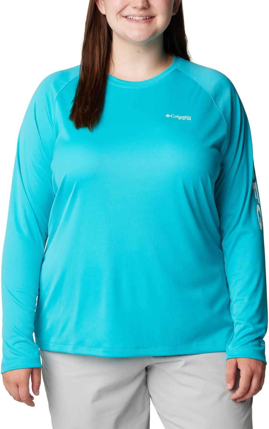imageColumbia Womens Tidal Tee II Long Sleeve HoodieTurquoiseWhite Logo