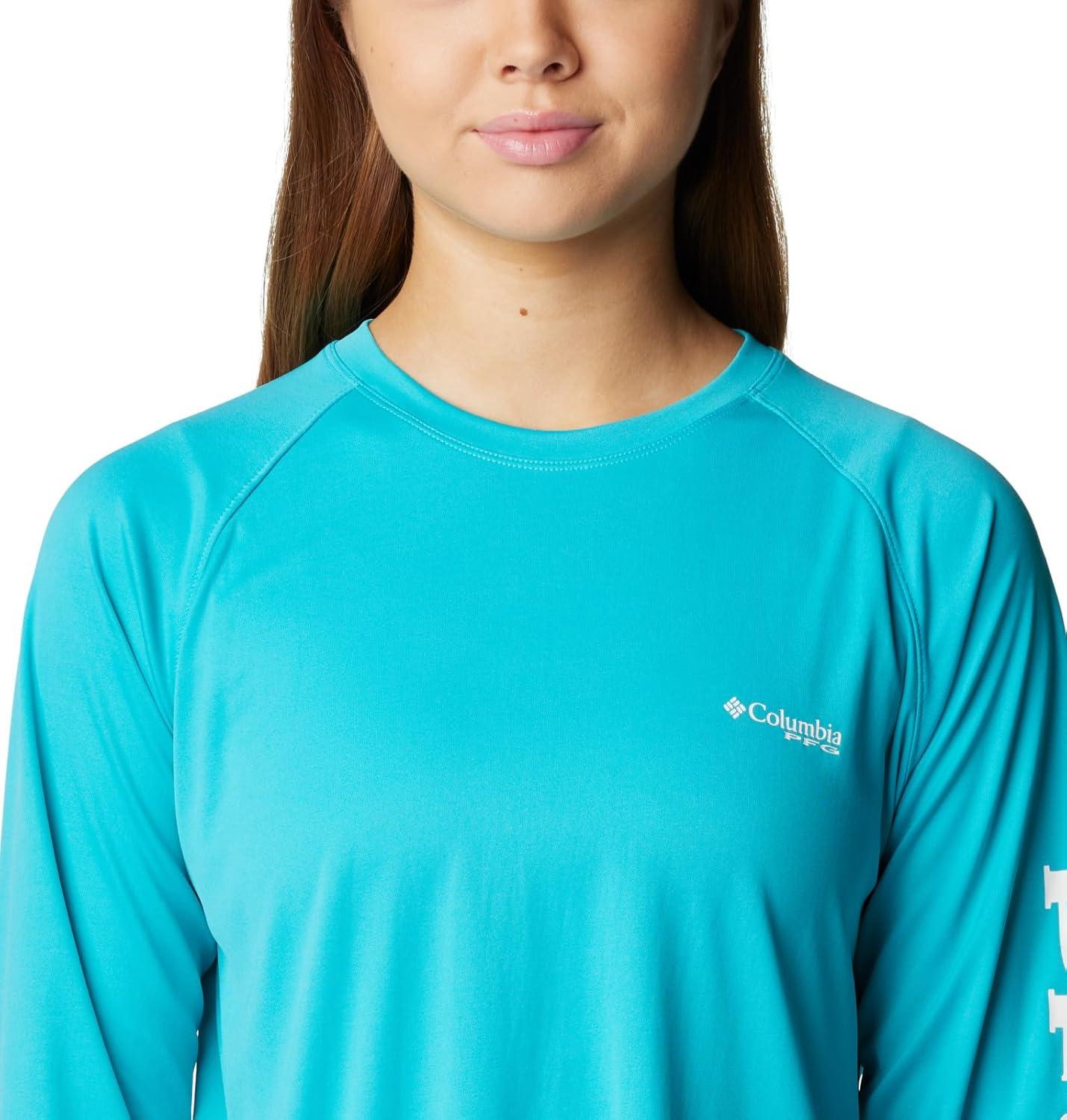 imageColumbia Womens Tidal Tee II Long Sleeve HoodieTurquoiseWhite Logo