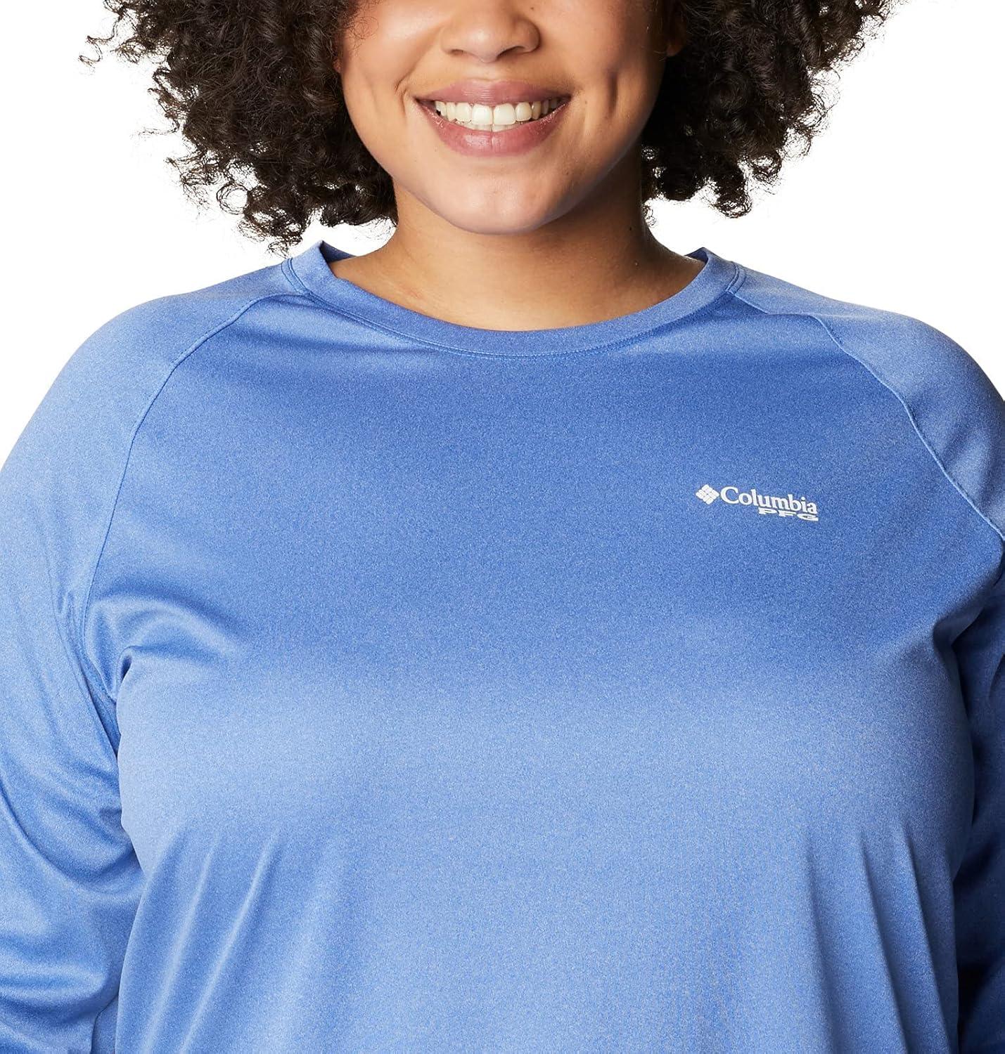 imageColumbia Womens Tidal Tee II Long Sleeve HoodieVivid Blue HeatherWhite Logo