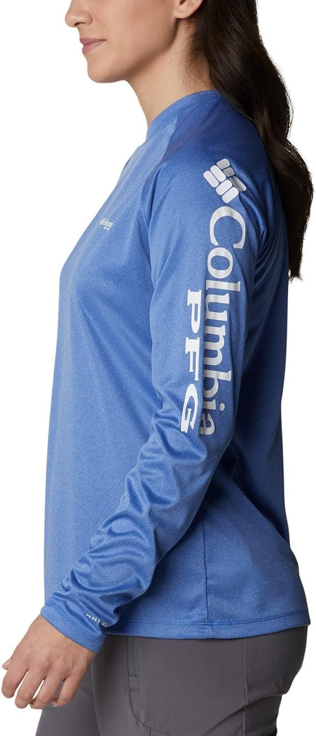 imageColumbia Womens Tidal Tee II Long Sleeve HoodieVivid Blue HeatherWhite Logo