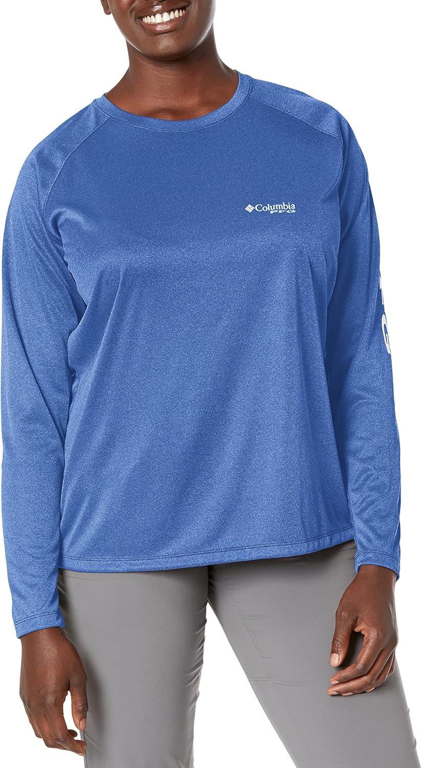 imageColumbia Womens Tidal Tee II Long Sleeve HoodieVivid Blue HeatherWhite Logo