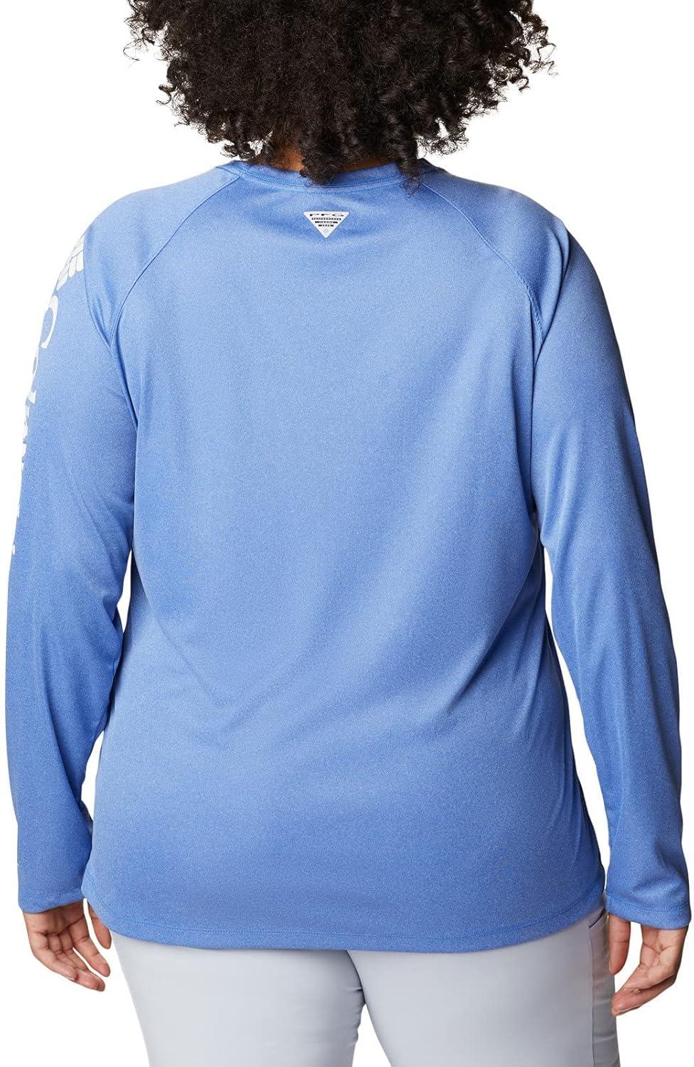 imageColumbia Womens Tidal Tee II Long Sleeve HoodieVivid Blue HeatherWhite Logo