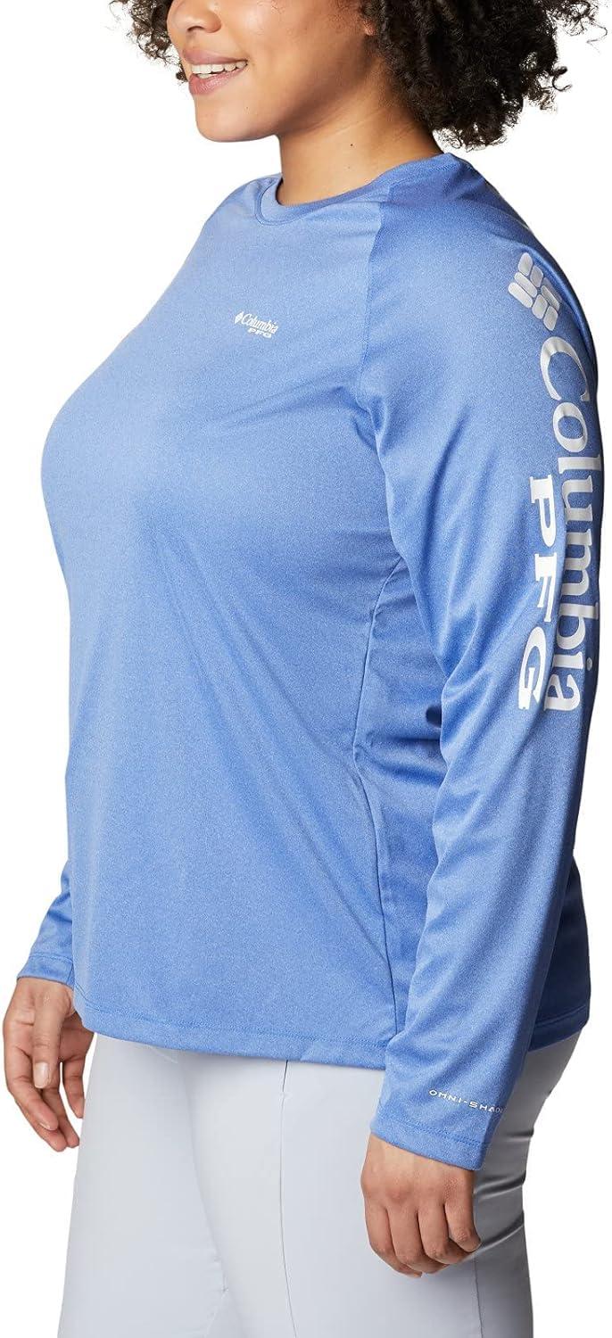 imageColumbia Womens Tidal Tee II Long Sleeve HoodieVivid Blue HeatherWhite Logo