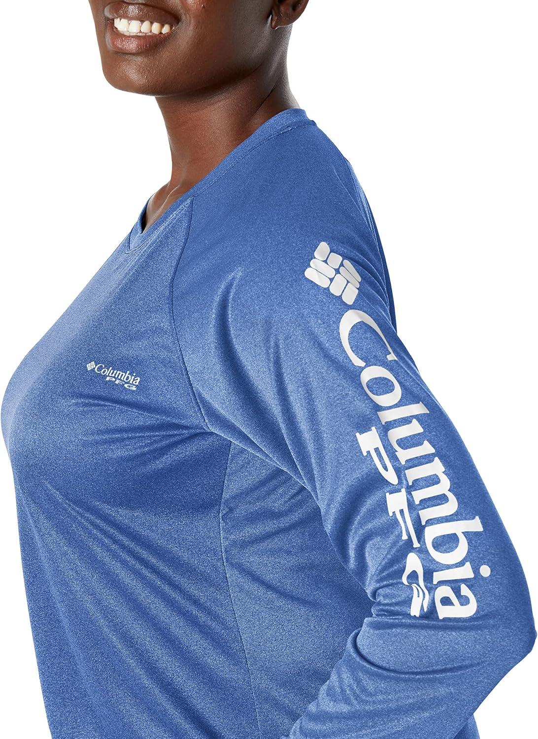 imageColumbia Womens Tidal Tee II Long Sleeve HoodieVivid Blue HeatherWhite Logo