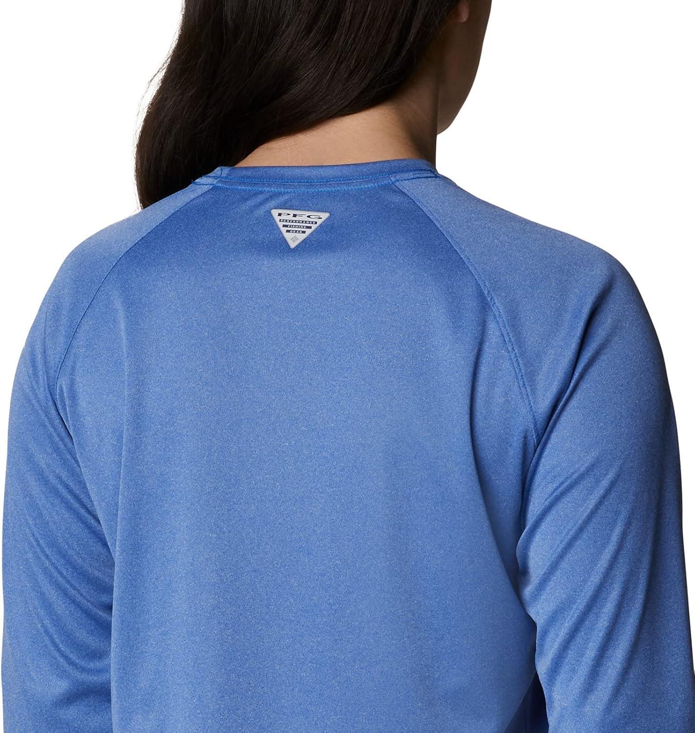 imageColumbia Womens Tidal Tee II Long Sleeve HoodieVivid Blue HeatherWhite Logo