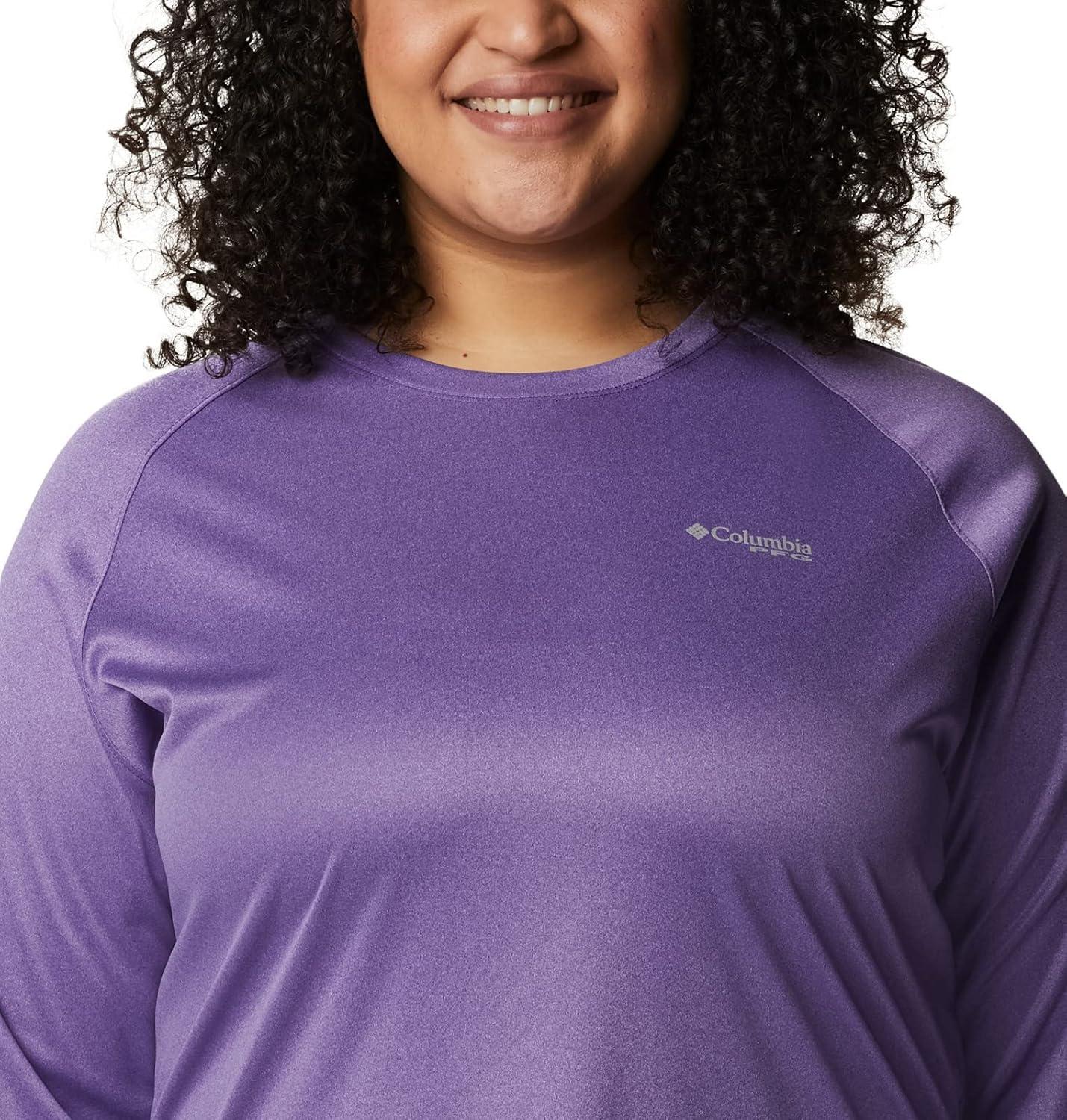 imageColumbia Womens Tidal Tee II Long Sleeve HoodieVivid Purple HeatherMint Cay Logo