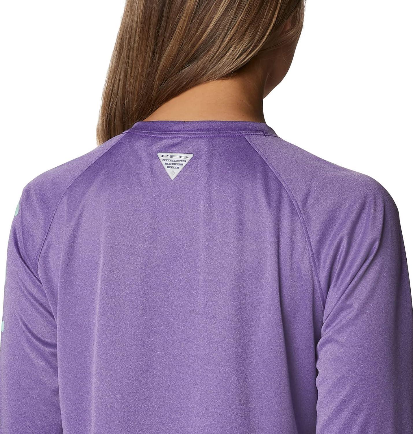 imageColumbia Womens Tidal Tee II Long Sleeve HoodieVivid Purple HeatherMint Cay Logo