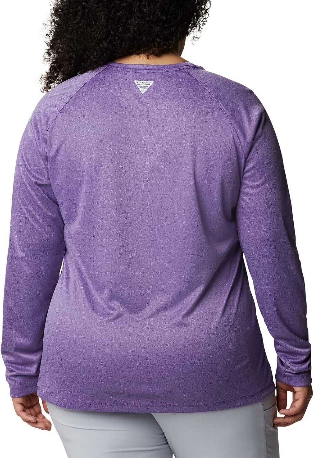 imageColumbia Womens Tidal Tee II Long Sleeve HoodieVivid Purple HeatherMint Cay Logo