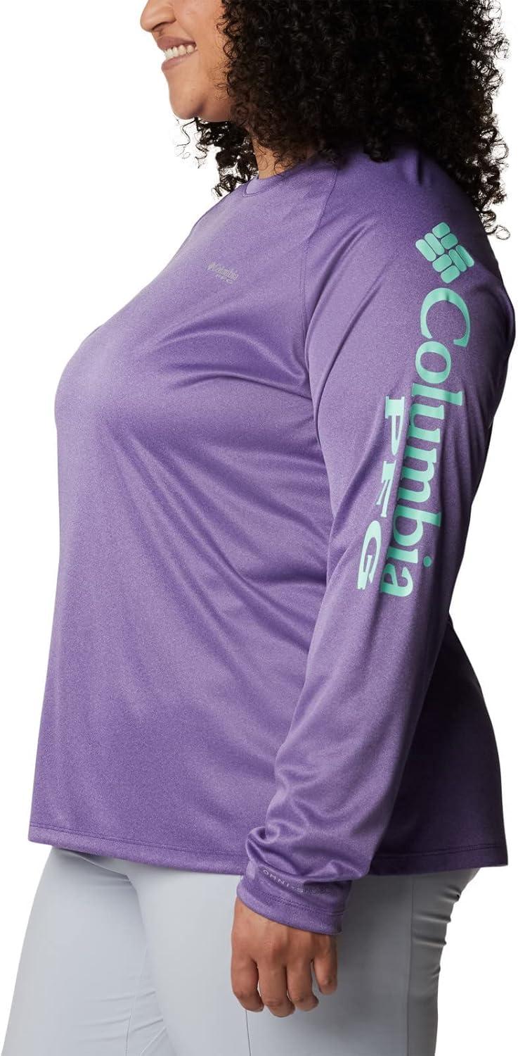 imageColumbia Womens Tidal Tee II Long Sleeve HoodieVivid Purple HeatherMint Cay Logo